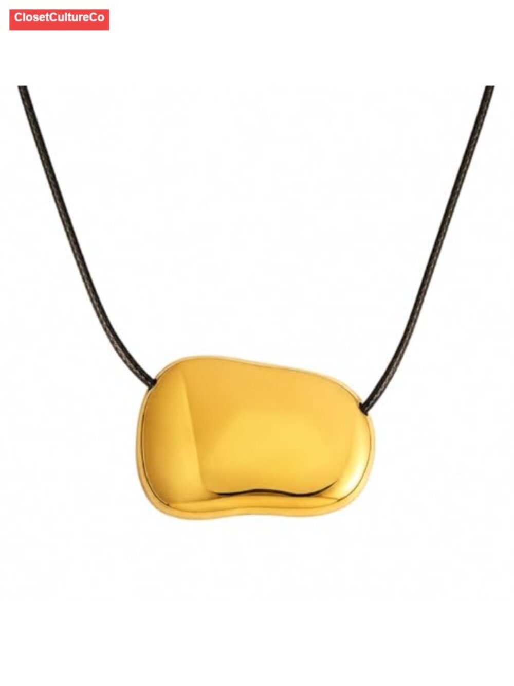 Geometric Metal Pendant Necklace Leather Cord Minimalist Statement Jewelry
